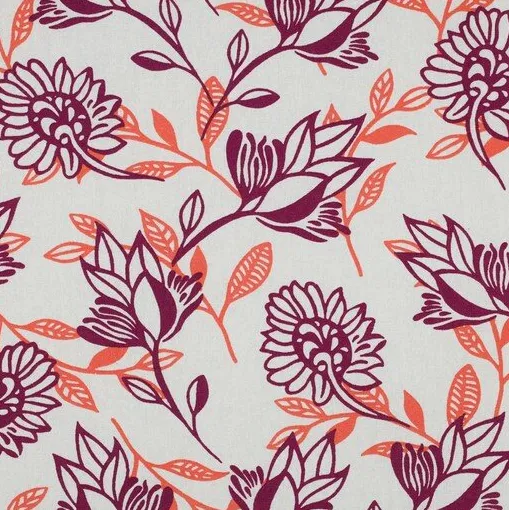 Viscose linnen met paars/oranje bloemen  -  Poppy meets Pommé